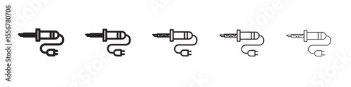 Soldering iron icon thin flat outline style vector sign