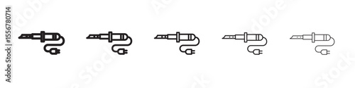 Soldering iron icon thin flat outline style vector sign