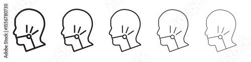 Sore throat icon thin flat outline style vector sign