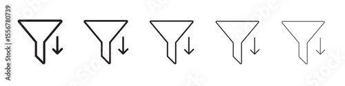 Sort icon thin flat outline style vector sign