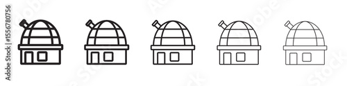 Space observatory icon thin flat outline style vector sign