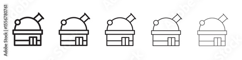 Space observatory icon thin flat outline style vector sign