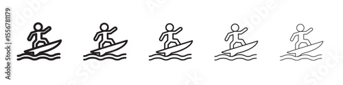 Photography surfing icon thin flat outline style vector sign