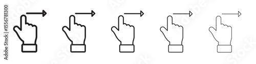 Swipe right icon thin flat outline style vector sign