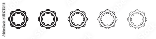 Tambourine icon thin flat outline style vector sign