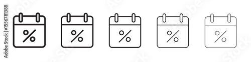 Tax reminder icon thin flat outline style vector sign
