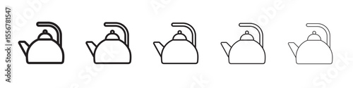 Teapot icon thin flat outline style vector sign