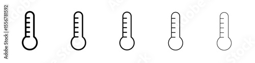 Temperature icon thin flat outline style vector sign