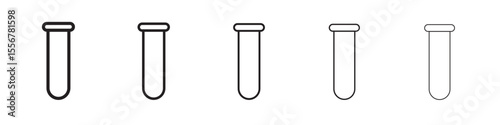 Test tube icon thin flat outline style vector sign