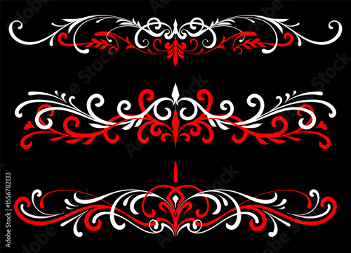 Floral art illustration. Vintage pinstripes art motorcycle and car. Retro and vintage ornaments. For vinyl sticker, painting template, tattoo, apparel, merchandise, border, frame. Vector Eps 10.