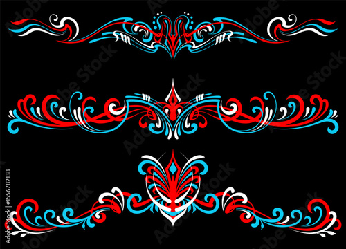 Floral art illustration. Vintage pinstripes art motorcycle and car. Retro and vintage ornaments. For vinyl sticker, painting template, tattoo, apparel, merchandise, border, frame. Vector Eps 10.