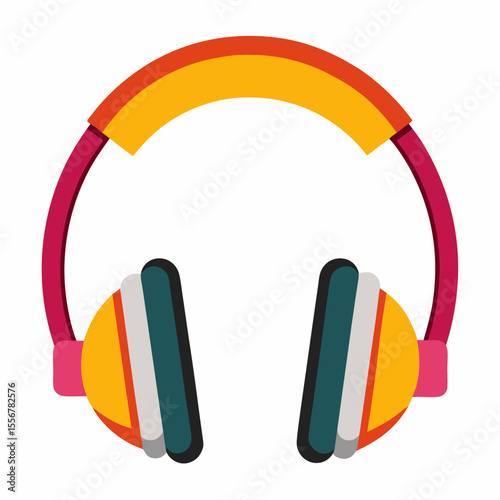 Cartoon headphones vector – flat illustration for audio gadget, digital listening tech, and music accessory sticker themes on white background