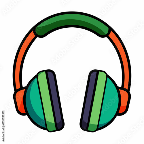 Headphones vector on white background – flat music accessory illustration for tech gadgets, audio listening gear, and digital sticker icon themes