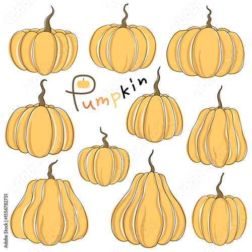 Pumpkin vector collection for design and decoration, can be used for various purposes such as Halloween decoration, stickers, digital print, Halloween party, paper pattern, postcard and more