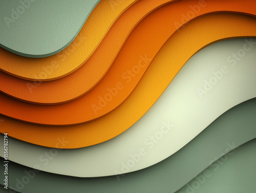 Layered Paper Cutout Waves in Warm Tones