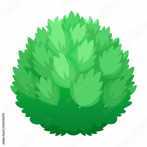 Botanic-style green bush vector with textured foliage, ideal for environment UI elements, outdoor decor art, eco illustrations, or landscape design visuals and decoration.
