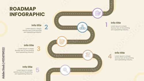 Neutral Toned Roadmap Infographic with Milestone Steps