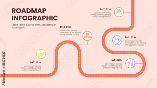Minimalist Roadmap Infographic with Colorful Milestones