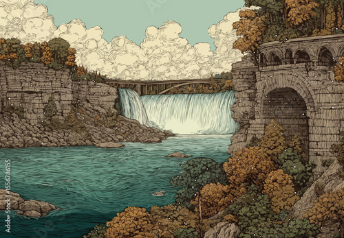 Niagara waterfall vector art