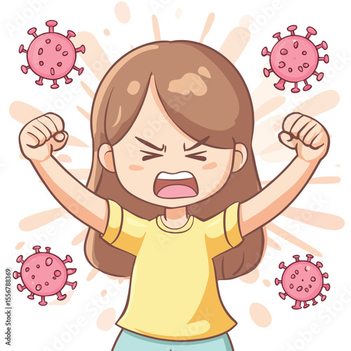Girl is fighting for virus protection
