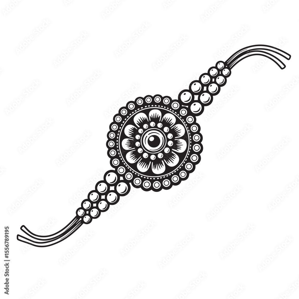 Obraz premium Elegant black and white floral rakhi design for indian festival celebration