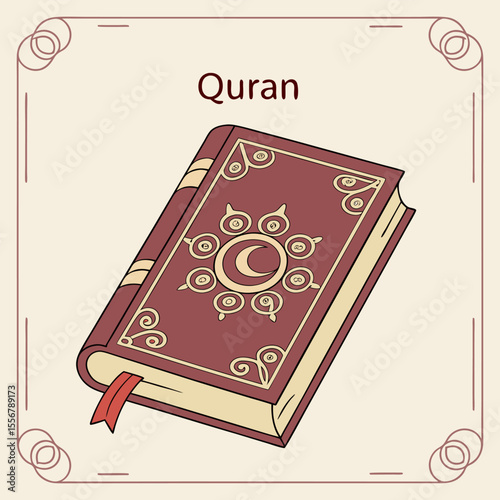Top view islamic with quran book