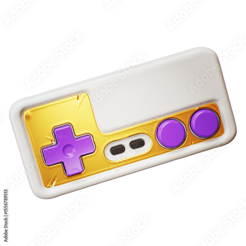 Retro gamepad joystick game controller. 3d render isolated on white background.