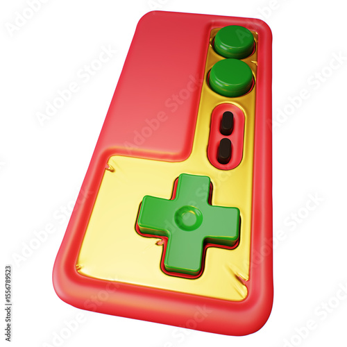 Retro gamepad joystick game controller. 3d render isolated on white background.