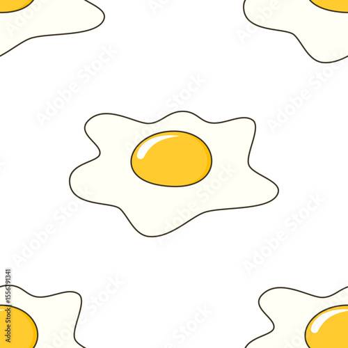 Seamless Pattern with Cartoon Fried Eggs