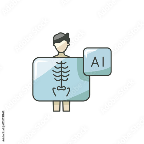 X Ray AI Icon, Digital Radiology Analysis Tech