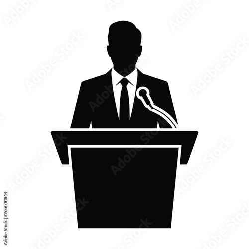 Public Speaker at Podium Powerful Presentation Icon