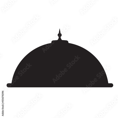 Simple black and white silhouette of a cloche serving dish on a white background