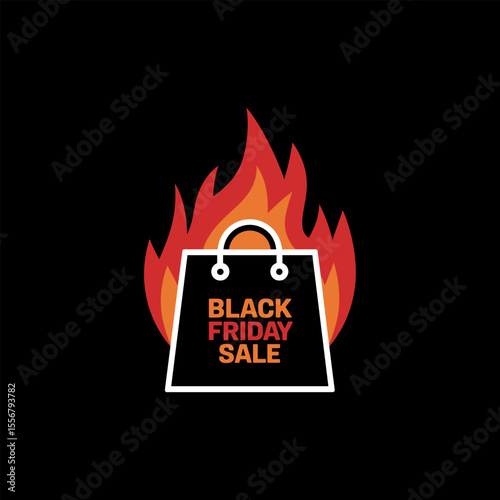 Black Friday Sale Hot Deal Shopping Bag Vector Illustration

