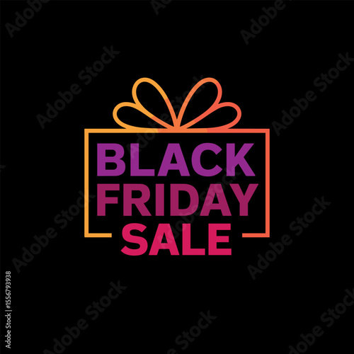 Black Friday Sale Gift Box Vector Illustration

