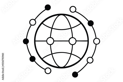 global line art vector with network expansion icon