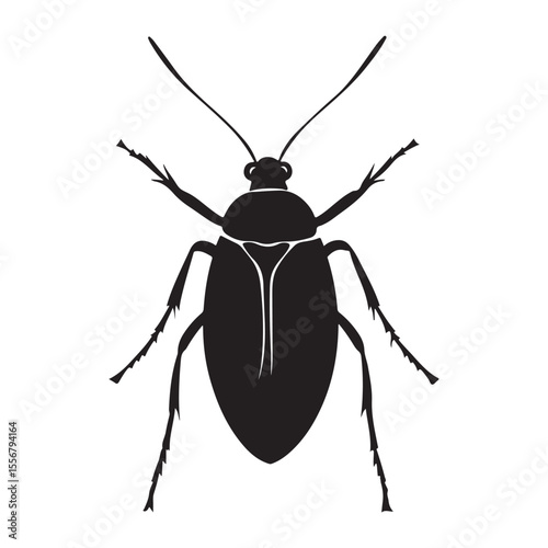 Bombardier beetle silhouette vector flat illustration design. 