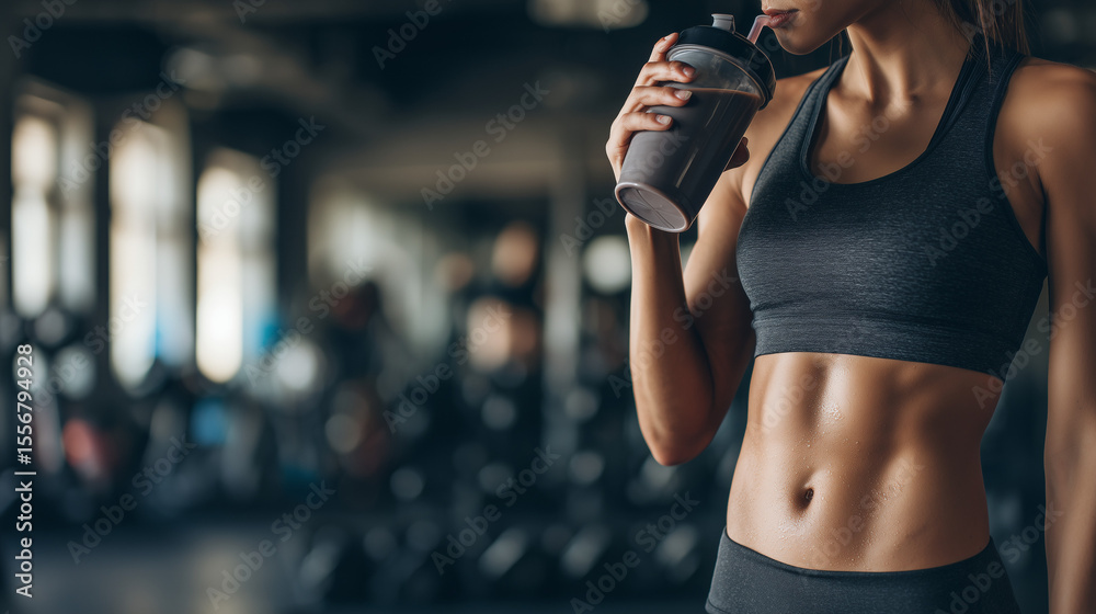 Fototapeta premium プロテインを飲む女性