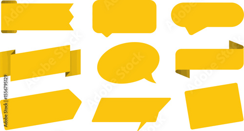 Download yellow banner vector set for marketing and promotion design template with speech bubble shape vector illustration