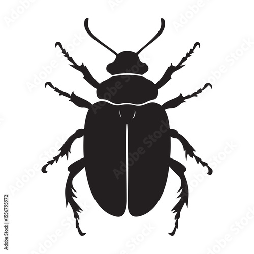 Bombardier beetle silhouette vector flat illustration design. 