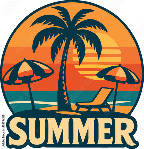 Summer Beach Sunset - Tropical Island Vacation Scene