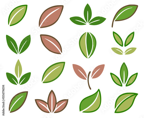 Two leaves icon. Leaf symbol. Nature organic isolated illustration. Vegetarian or vegan label. Green eco logo.