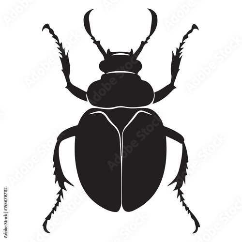 Bombardier beetle silhouette vector flat illustration design. 