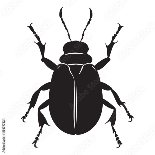 Bombardier beetle silhouette vector flat illustration design. 