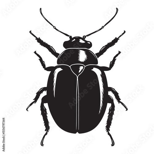 Bombardier beetle silhouette vector flat illustration design. 