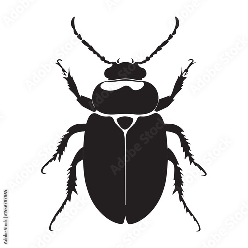 Bombardier beetle silhouette vector flat illustration design. 