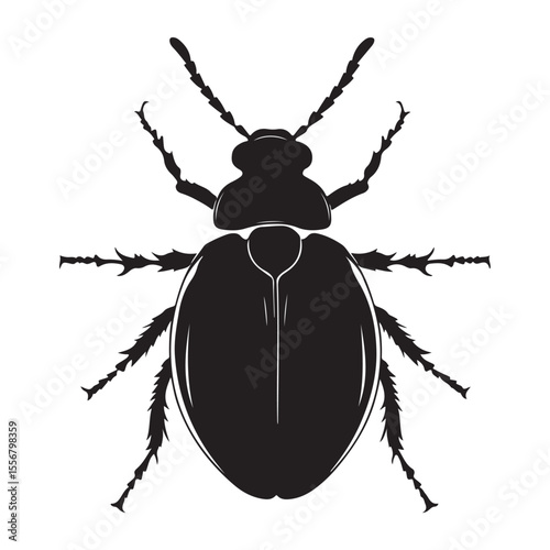 Bombardier beetle silhouette vector flat illustration design. 