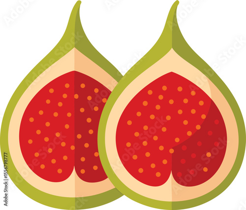 Strawberry slice and whole apple on transparent background