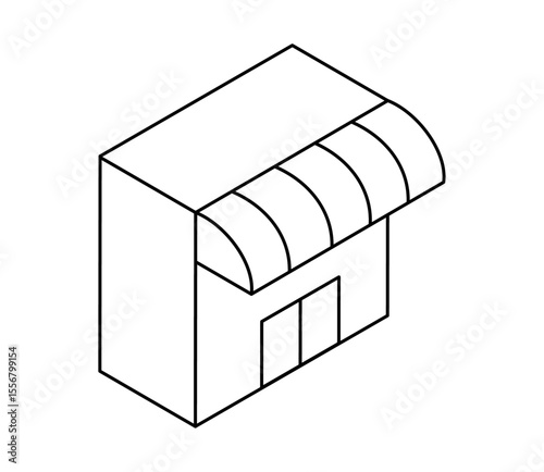 シンプルな店のアイソメイラスト　ベクター
