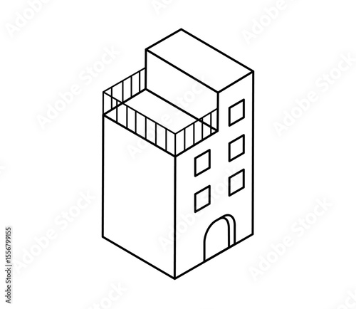 シンプルなビルのアイソメイラスト　ベクター
