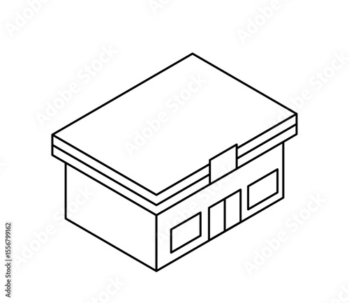 シンプルな店のアイソメイラスト　ベクター
